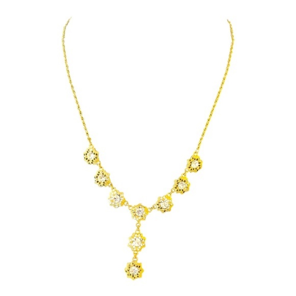 2028 Jewelry 1928 Gold Tone 16 Inch Link Flower Y Necklace